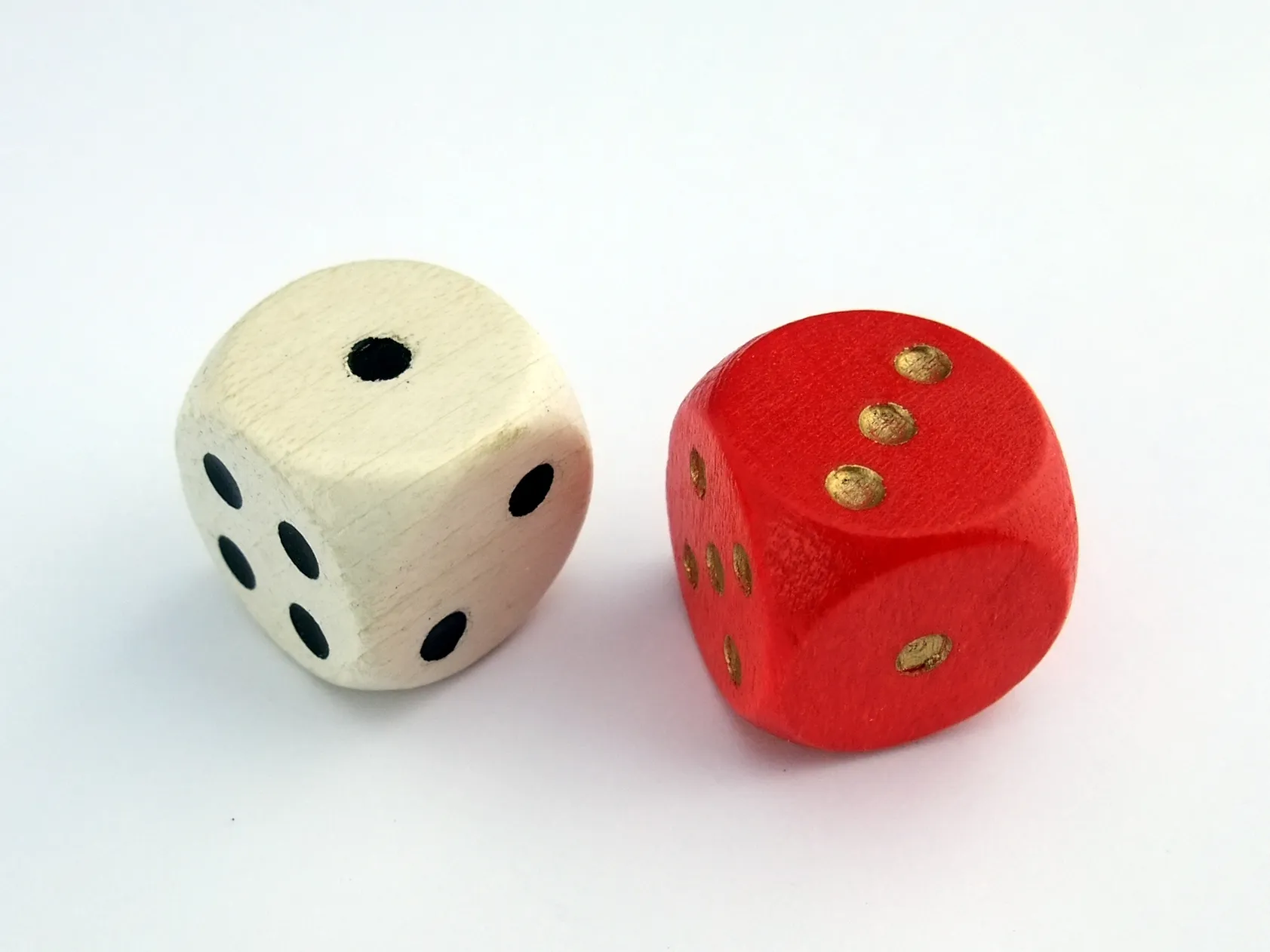 Two dice, one white and one red