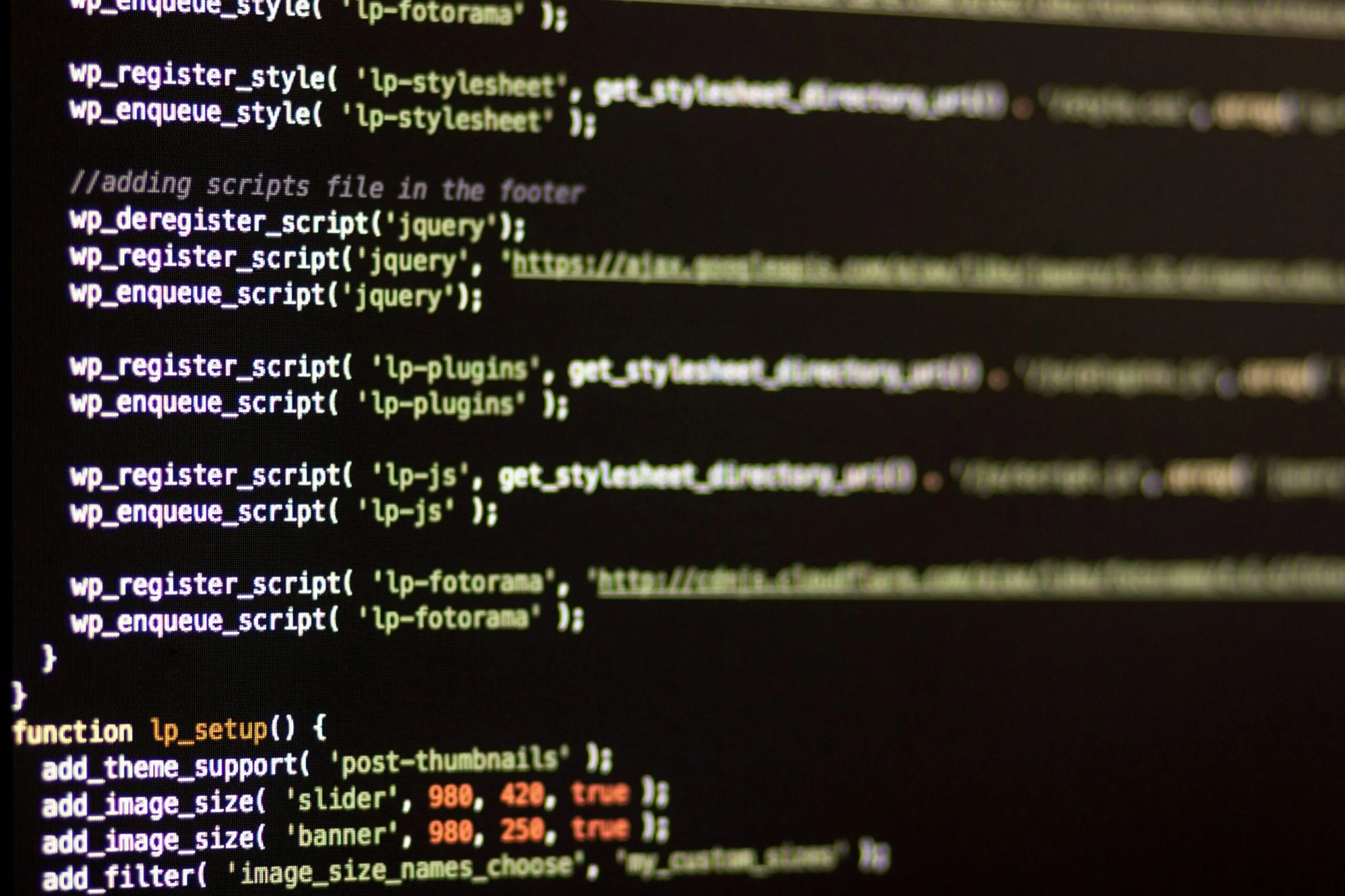 WordPress development on a laptop screen