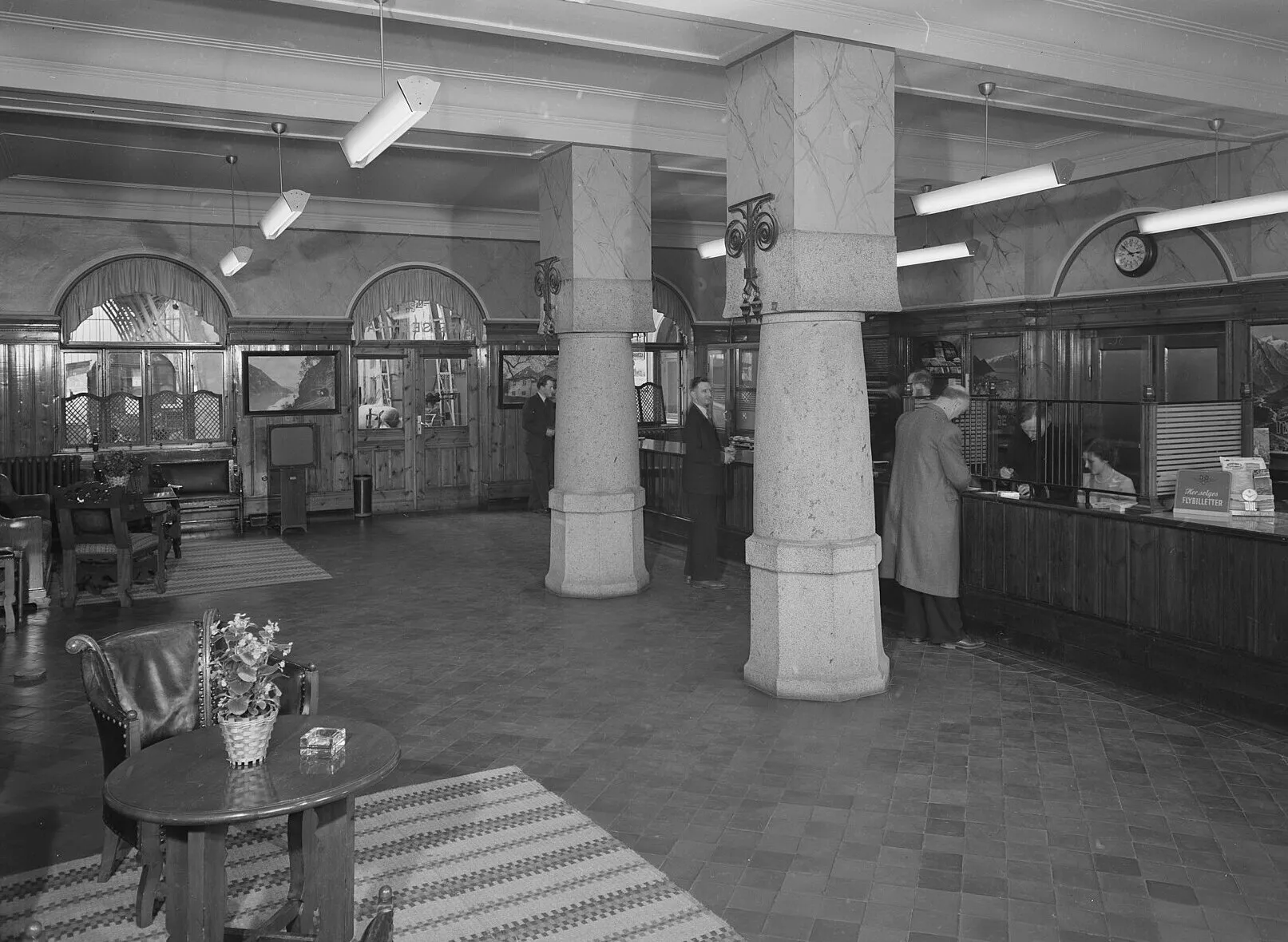 A travel agency counter in Bergen, around 1950